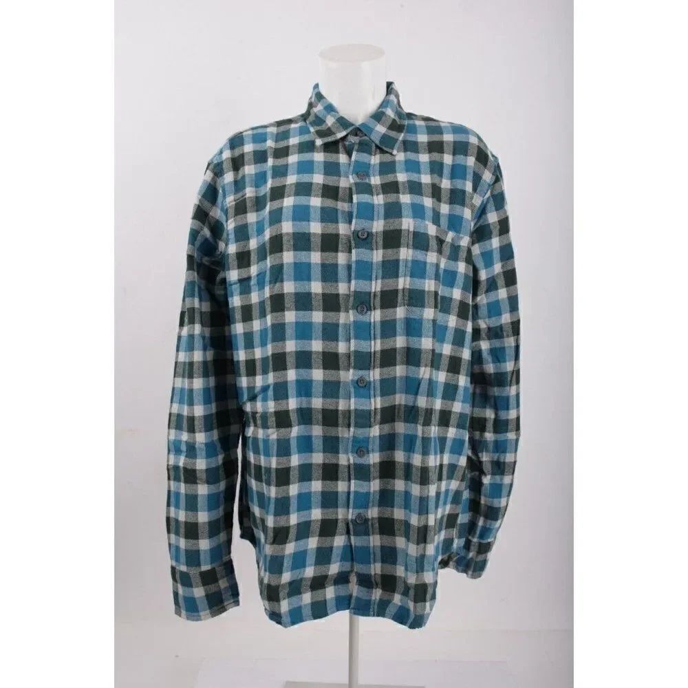 J. Crew Mens Buffalo Check Flannel Shirt Top Button up Sz L Blue Gray AZ835 NWT
